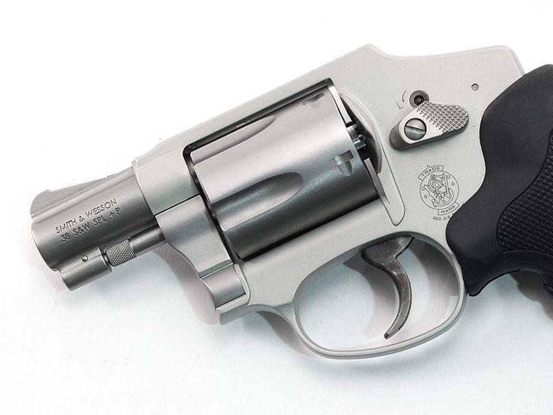 Smith & Wesson Model 642 Airweight Revolver, .38 Special, 1.88, Silver, Crimson Trace Lasergrip