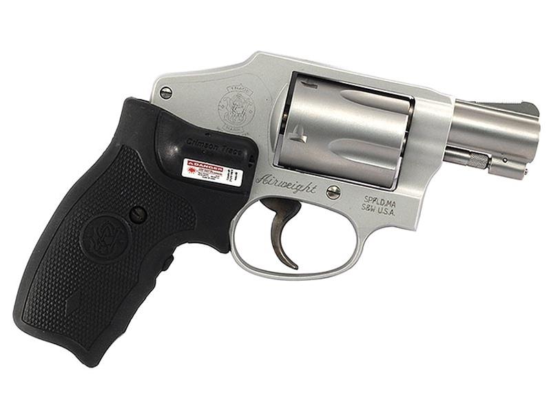 Smith & Wesson Model 642 Airweight Revolver, .38 Special, 1.88, Silver, Crimson Trace Lasergrip